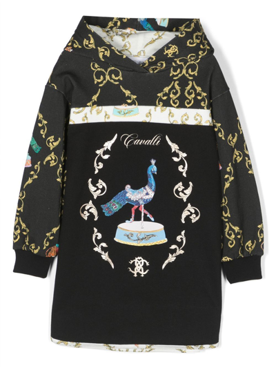 Roberto Cavalli Junior Hoodie Mit Grafischem Print In Black