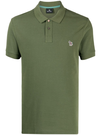 Ps By Paul Smith Zebra-patch Polo Shirt In Green