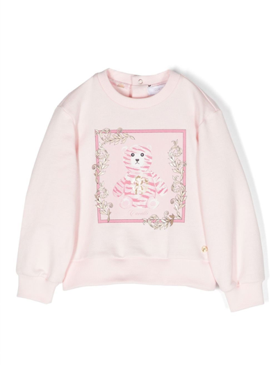 Roberto Cavalli Junior Babies' Sweatshirt Mit Teddy-print In Pink