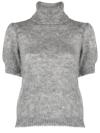 P.a.r.o.s.h Strickoberteil Mit Stehkragen In Grey