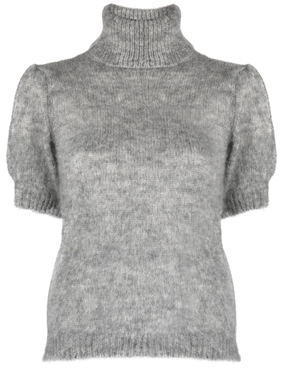 P.a.r.o.s.h Strickoberteil Mit Stehkragen In Grey