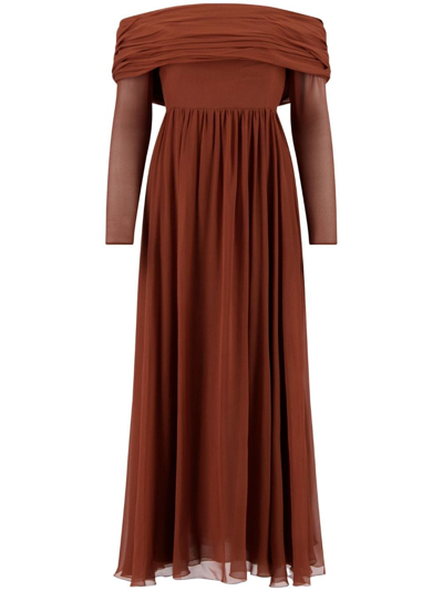 Giambattista Valli Georgette Kleid In Brown