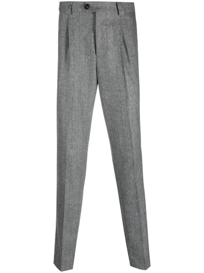 Brunello Cucinelli Pressed-crease Virgin Wool Trousers In Gray
