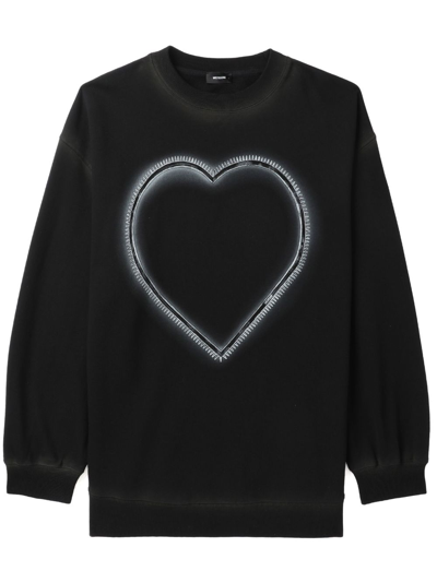 We11 Done Heart Chocker Print Sweatshirt In Black