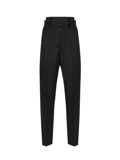 Maison Margiela Pleated Tapered Trousers In Black