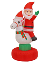 FIRST TRADITIONS FIRST TRADITIONS 6' RED INFLATABLE BLOW UP SANTA ON ROCKING HORSE WITH 3 WARM WHITE LED LIGHTS