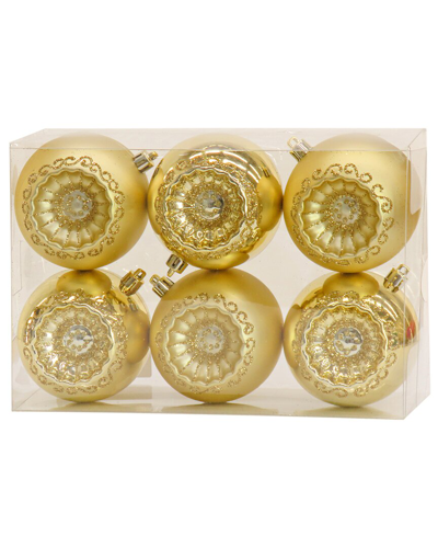 First Traditions Set Of 6 10in Gold Ball Shatterproof Bauble Ornaments