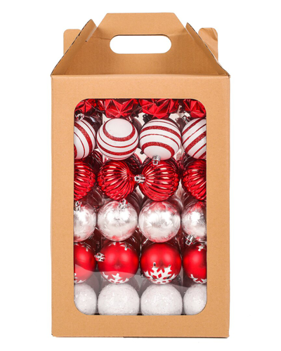 First Traditions Set Of 96 19in Red, White & Silver Ball Ornaments