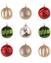 FIRST TRADITIONS FIRST TRADITIONS SET OF 9 13IN GOLD, RED & GREEN BALL ORNAMENTS