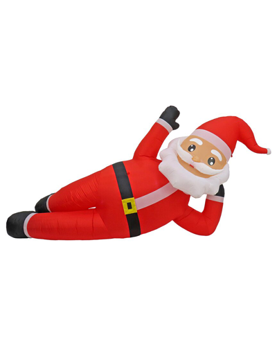 First Traditions 6' Inflatable Blow Up Lying Santa With 5 Warm White Led Lights In Red