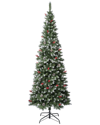 FIRST TRADITIONS FIRST TRADITIONS 7.5FT CULLEN SLIM TREE WITH BERRIES AND PINECONES