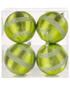 FIRST TRADITIONS FIRST TRADITIONS SET OF 4 4.5IN GREEN BALL SHATTERPROOF BAUBLE ORNAMENTS