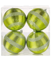 First Traditions Set Of 4 4.5in Green Ball Shatterproof Bauble Ornaments In Green