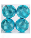 FIRST TRADITIONS FIRST TRADITIONS SET OF 4 4.5IN BLUE BALL SHATTERPROOF BAUBLE ORNAMENTS