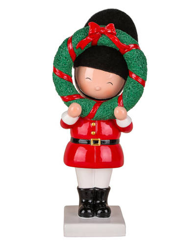 First Traditions 10in Christmas Soldier Holding Wreath Figurine In Red
