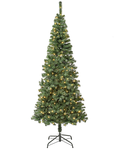 First Traditions 6ft Linden Spruce Slim Wrapped Tree With 250 Warm White Led Lights In Green