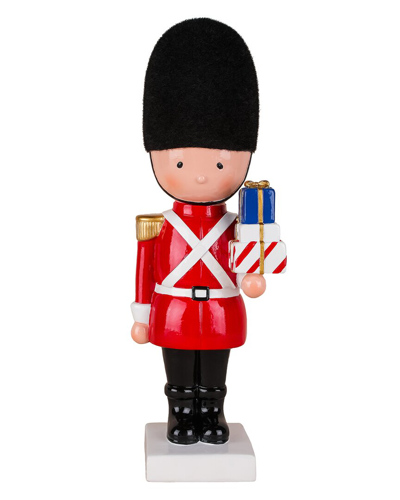 First Traditions 11in Christmas Soldier Holding Gift Figurine In Red