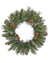 First Traditions 30in North Conway Wreath With Battery Operated Led Lights & Timer In Green