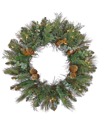 First Traditions 30in North Conway Wreath With Battery Operated Led Lights & Timer In Green