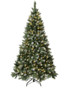 First Traditions 6ft Linden Spruce Slim Wrapped Tree With 250 Warm White Led Lights In Green