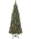First Traditions 7.5ft Oakley Hills Snow Slim Tree 350 Warm White Led Lights In Green
