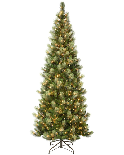 First Traditions 9ft Charleston Pine Slim Tree With 500 Clear Lights In Green