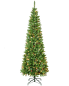 FIRST TRADITIONS FIRST TRADITIONS ROWAN PENCIL SLIM TREE WITH 350 MULTI COLOR LIGHTS
