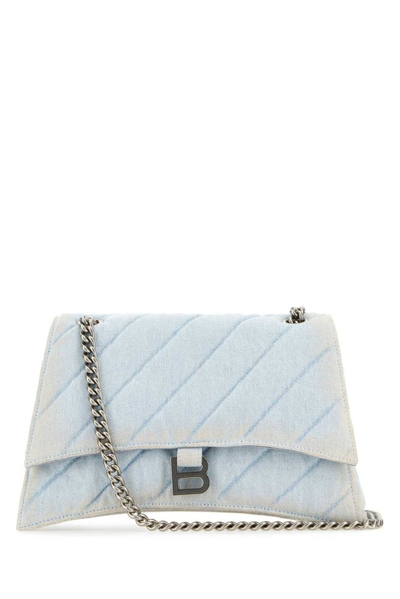 Balenciaga Crush Quilted Medium Shoulder Bag In Blue
