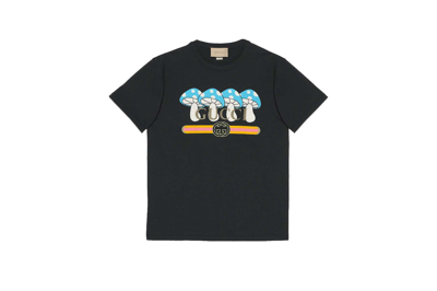 Pre-owned Gucci Cotton Jersey T-shirt With Print Black