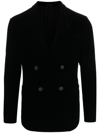 Giorgio Armani Double-breasted Velvet Blazer In Black