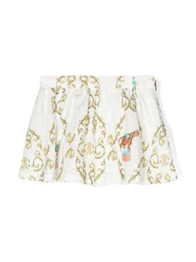 Roberto Cavalli Junior Babies' Graphic-print Skirt In White