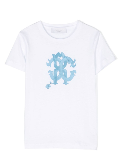 Roberto Cavalli Junior Kids' Logo-print Cotton T-shirt In White