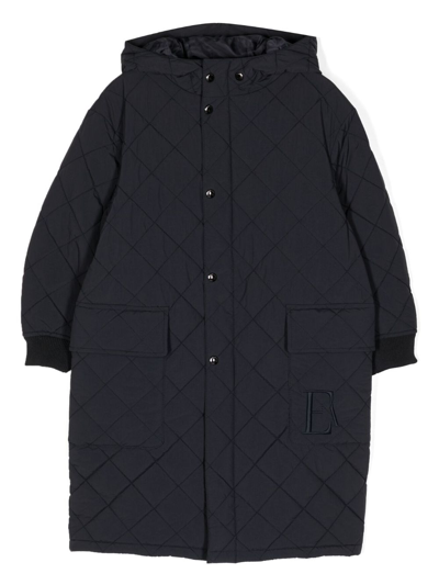 Emporio Armani Kids' Quilted-finish Hooded Coat In Black