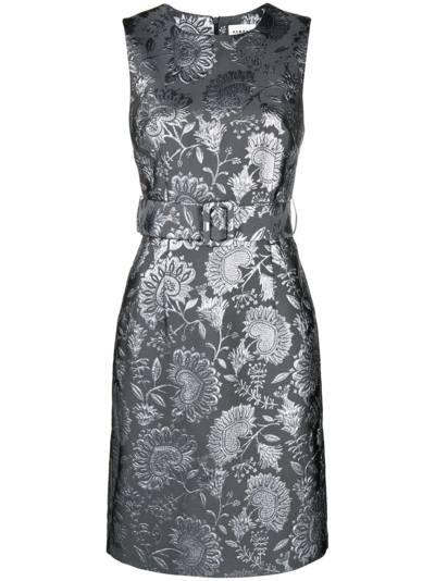 P.a.r.o.s.h Metallic-effect Jacquard Mini Dress In Grey