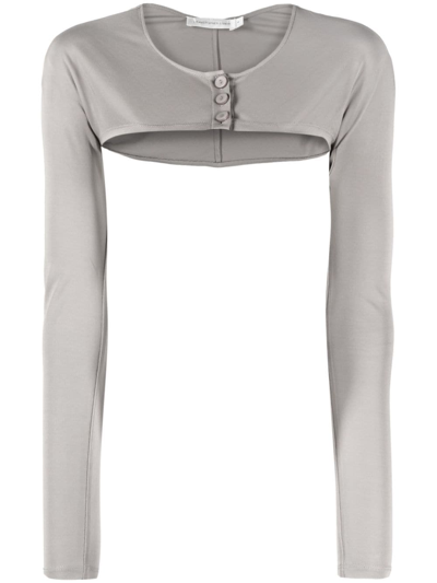 Christopher Esber Long-sleeve Cropped Top In Grey