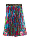 VERSACE FLORAL-PRINT PLEATED SKIRT