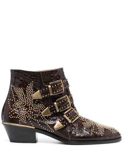 CHLOÉ SUSANNA 50MM STUDDED ANKLE BOOTS