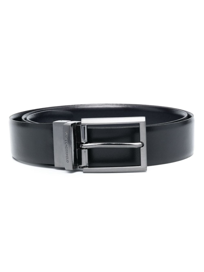 Karl Lagerfeld Smooth Leather Belt In Black