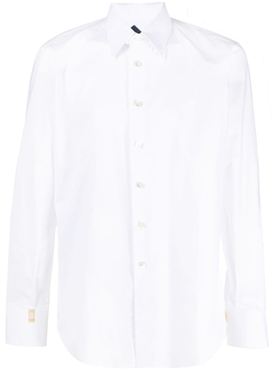 Billionaire Logo-embroidered Cotton Shirt In 白色