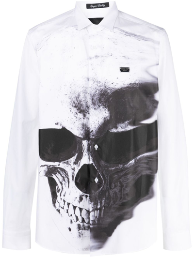 Philipp Plein Sugar Daddy Skull-print Shirt In White