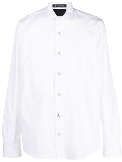 Philipp Plein Black Tie Cotton Shirt In White
