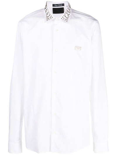 Philipp Plein Sugar Daddy 铆钉领衬衫 In White