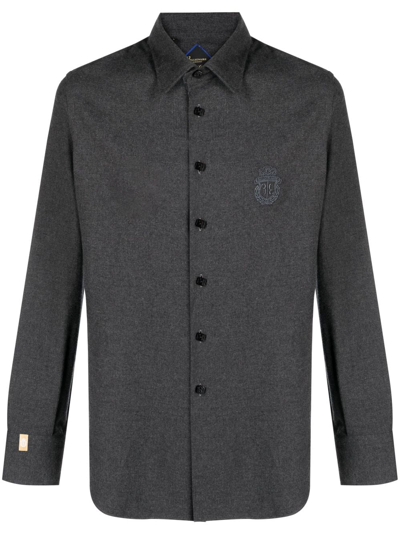 Billionaire Logo-embroidered Cotton Shirt In Black