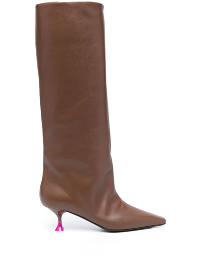 3juin 55mm Knee-length Leather Boots In Brown