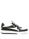 Palm Angels University Lace-up Leather Sneakers In Black