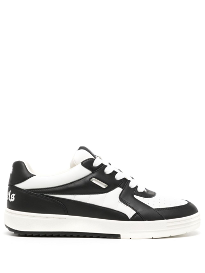 Palm Angels University Lace-up Leather Sneakers In White