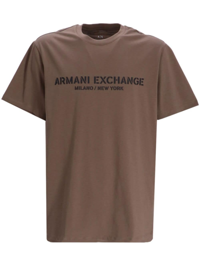 Armani Exchange Logo-print Cotton T-shirt In Brown