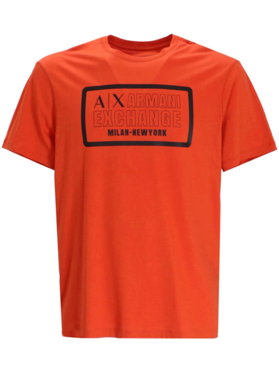 Armani Exchange Logo-print Cotton T-shirt In Orange