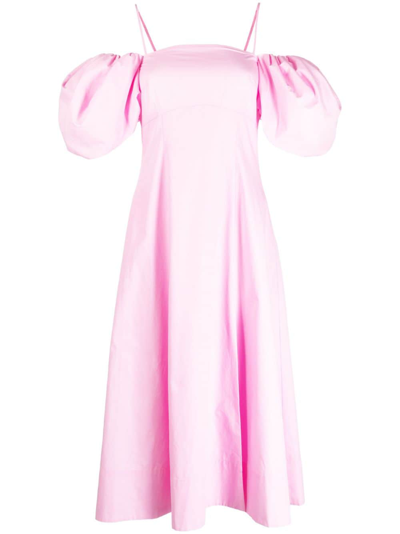 Rejina Pyo Oksana Puff-sleeve Cotton Dress In Pink