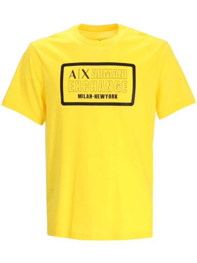 Armani Exchange Logo-print Cotton T-shirt In Yellow